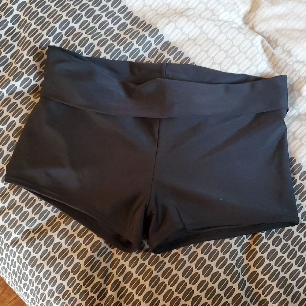 Kona Sol Black Athletic Shorts with Wide Fold-Over Waistband